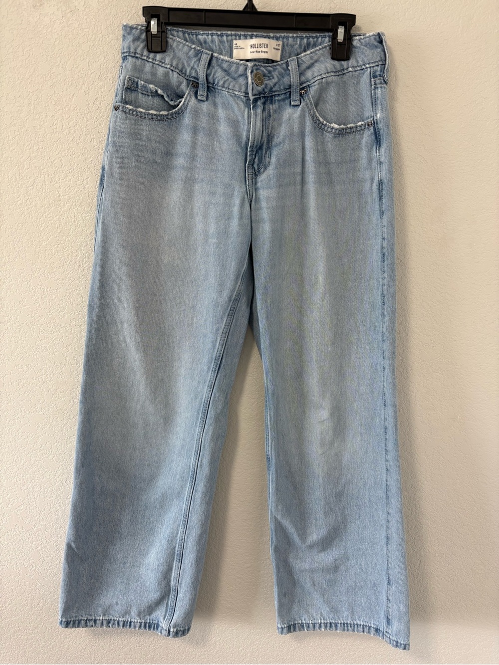 Hollister Low Rise Baggy Jeans W27 Light Wash Wide Leg Y2K Women’s 4 Regular